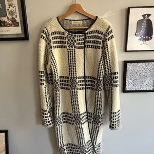 Simply Couture Black and Cream Knit Sweater coat